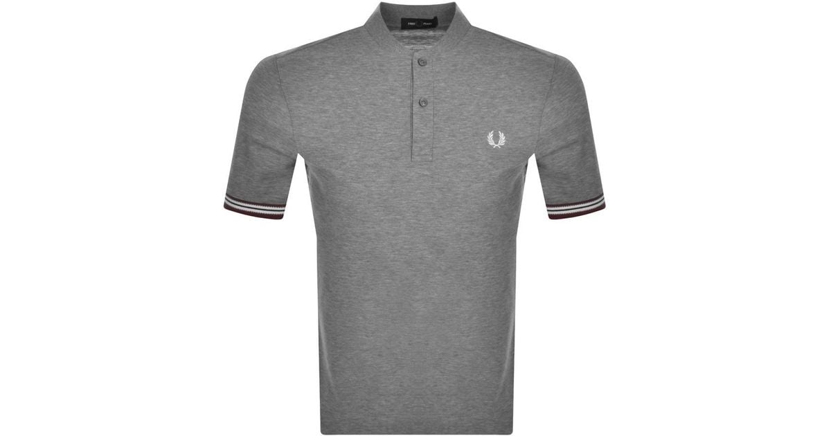Fred Perry Henley Polo T Shirt in Grey for Men | Lyst UK