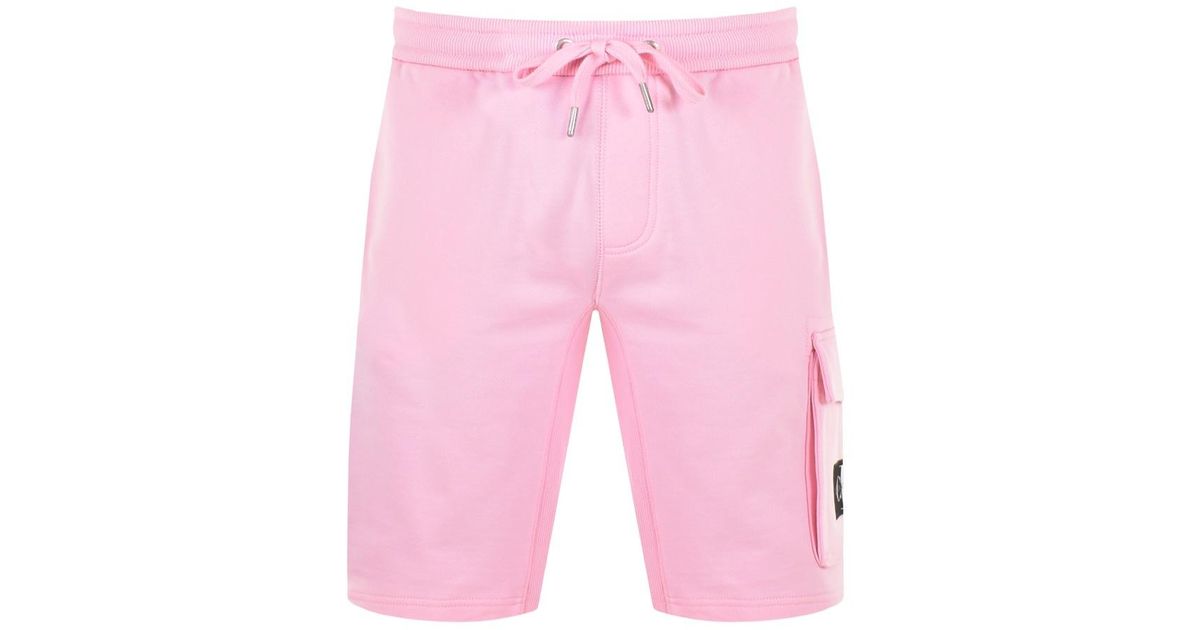 Calvin Klein Denim Jeans Monogram Logo Shorts In in Pink for Men Lyst