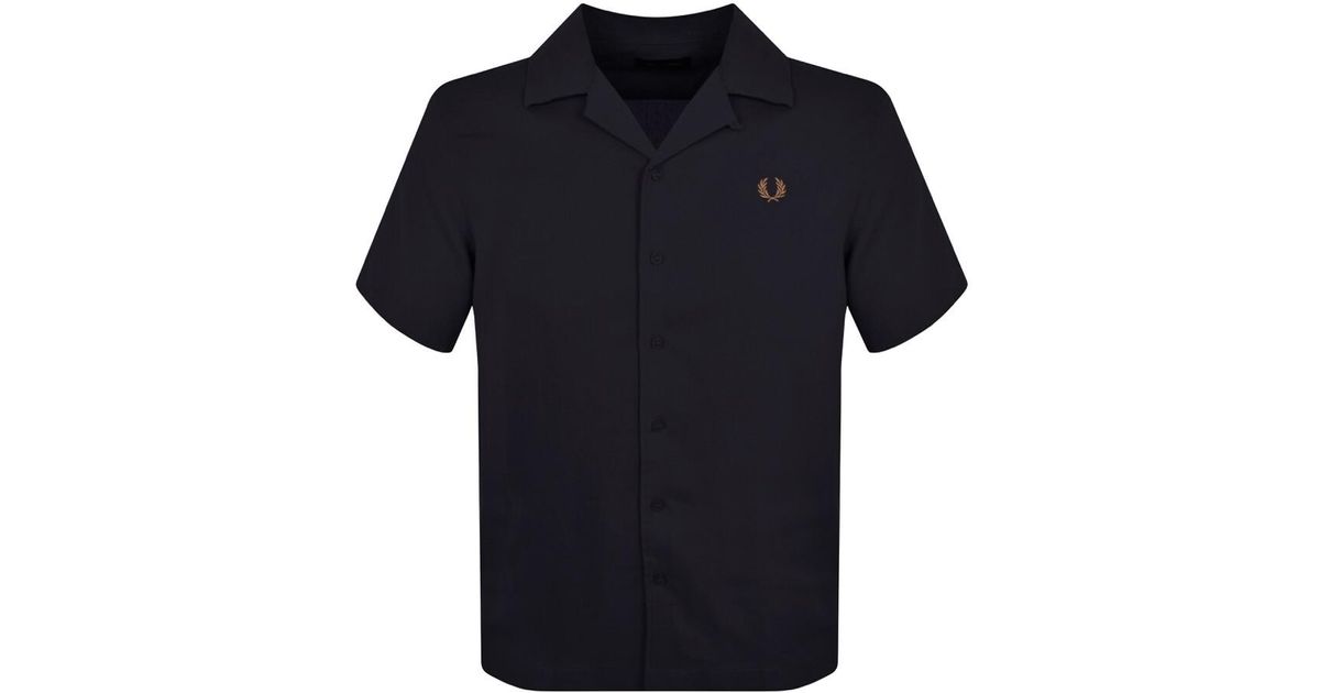 Fred Perry Linen Revere Collar Shirt in Blue for Men | Lyst