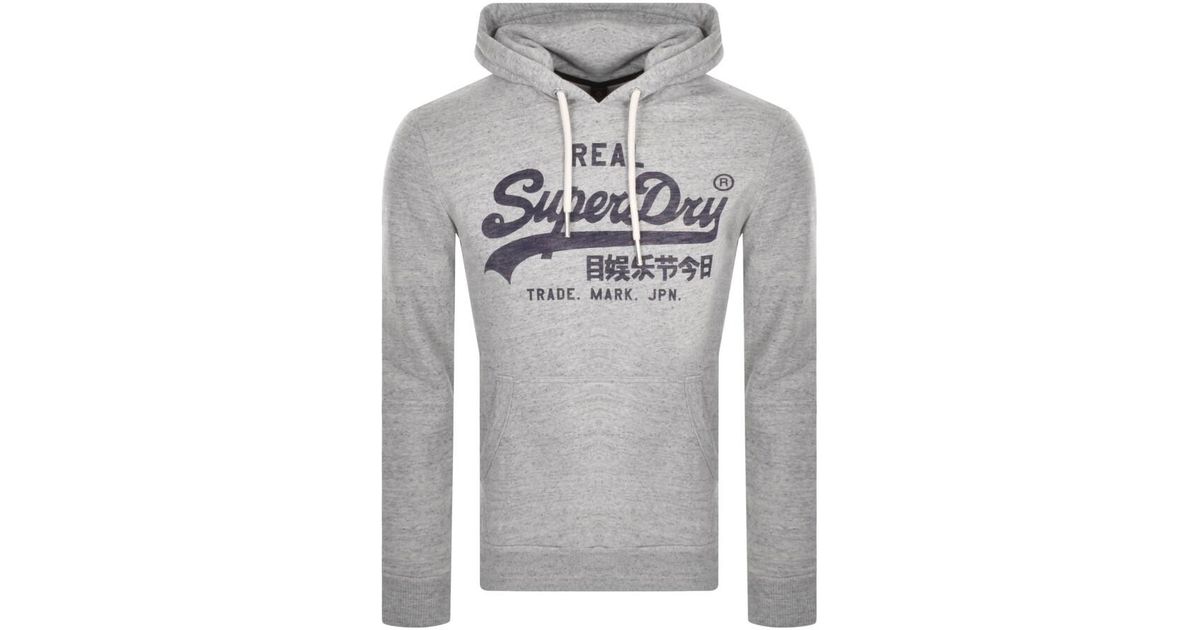 Superdry Vintage Logo Hoodie in Gray for Men | Lyst