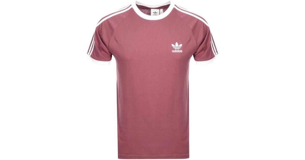 pink 3 stripe adidas shirt