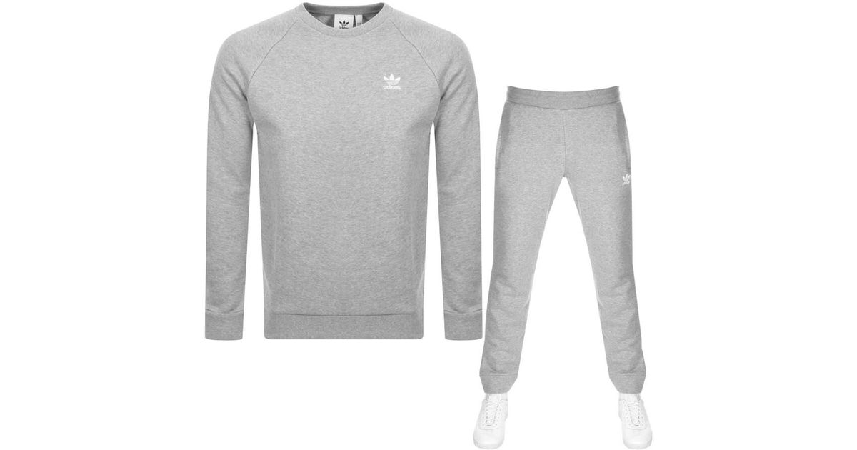 adidas Originals Essential Tracksuit in Grey for Men Lyst UK