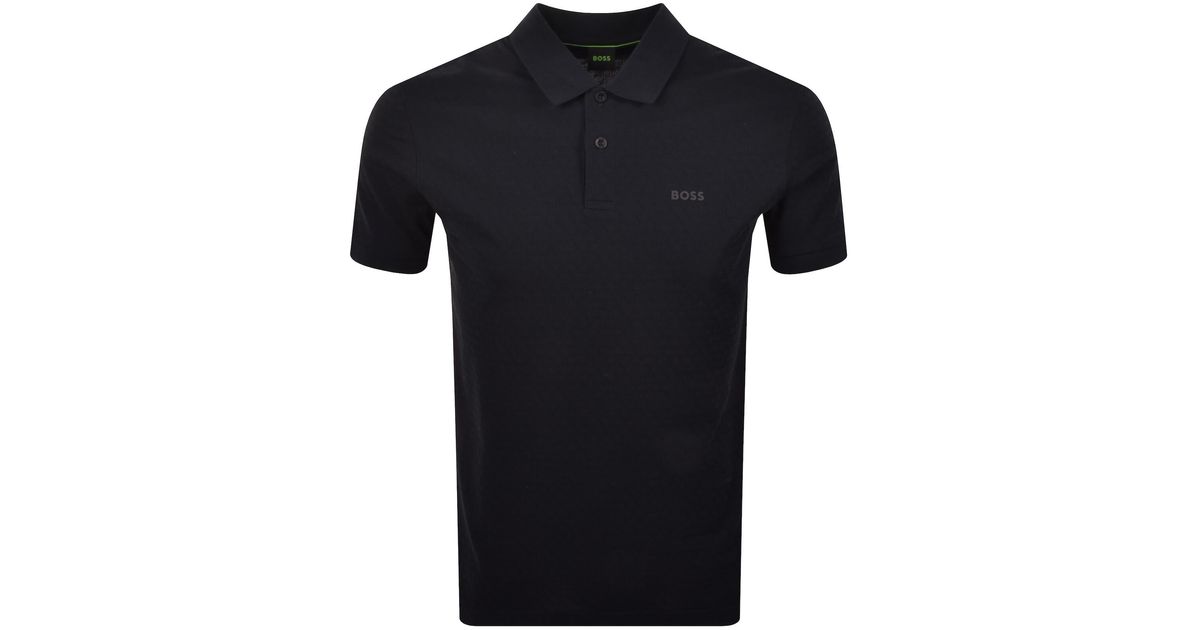 BOSS Boss Pattern Polo T Shirt Dark in Black for Men | Lyst