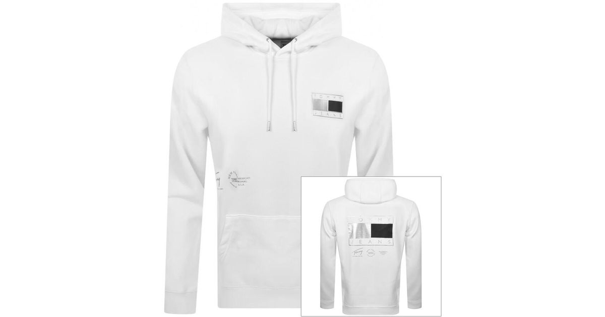 Tommy Hilfiger Metallic Hoodie in White for Men | Lyst