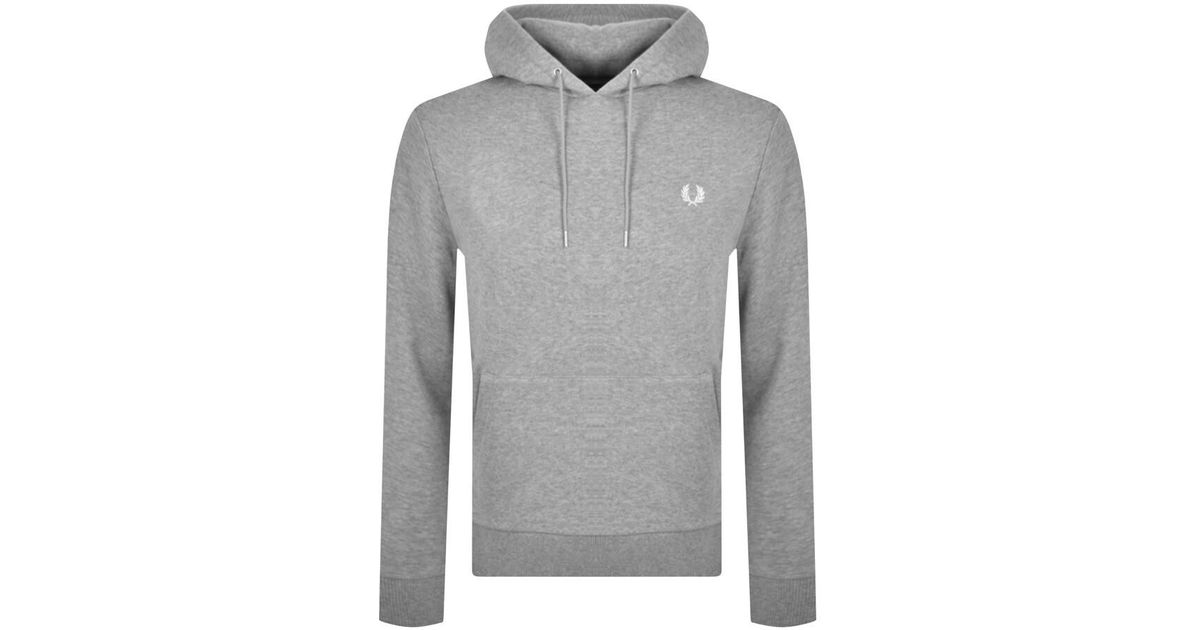 Fred Perry Tipped Logo Hoodie in Gray for Men | Lyst