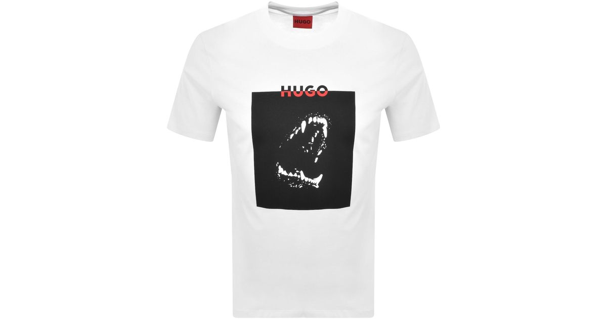 HUGO Doberman Print T Shirt in White for Men | Lyst UK