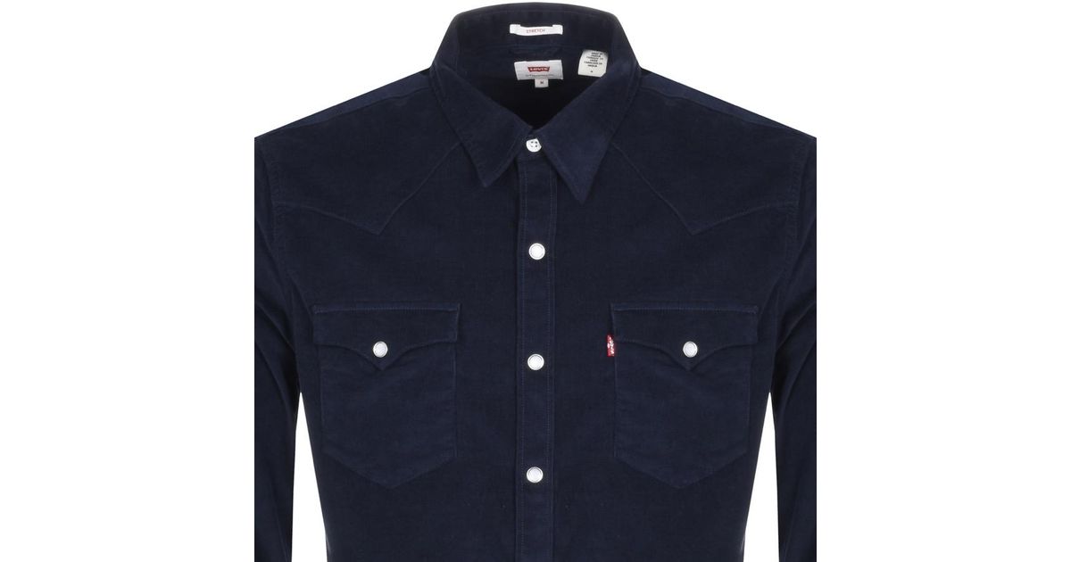Levi's Barstow Navy Corduroy Western Shirt in Blue for Men | Lyst UK