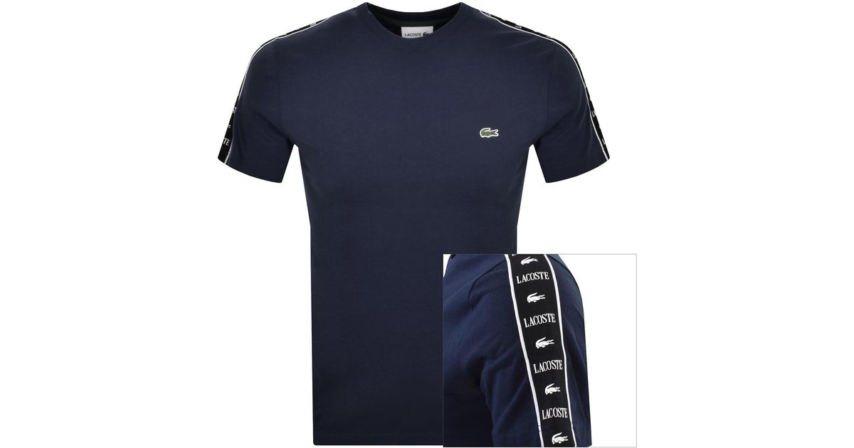 Lacoste Tape Logo Crew Neck T Shirt in Blue for Men | Lyst