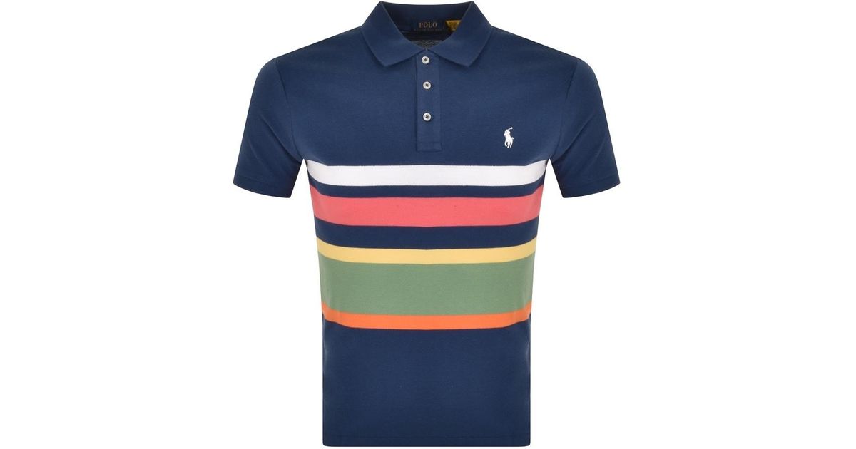 Ralph Lauren Cotton Stripe Polo T Shirt in Navy (Blue) for Men | Lyst UK