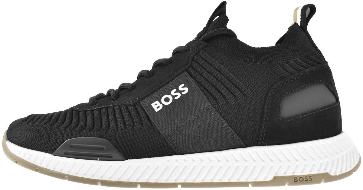 BOSS BUSINESS Boss Titanium Runner Trainers in Black for Men | Lyst