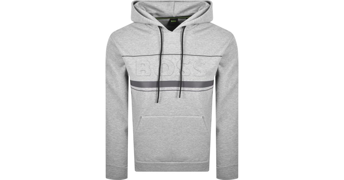 BOSS Boss Soody Zone Hoodie in Grey for Men Lyst UK