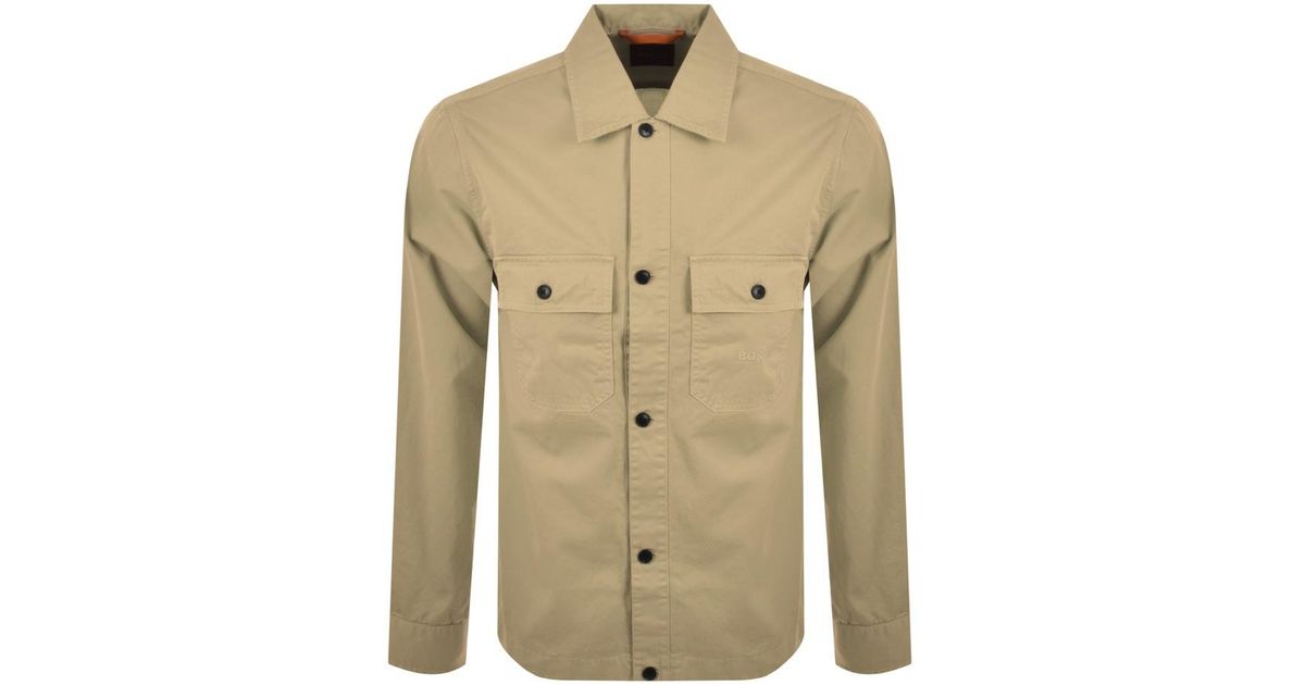 BOSS by HUGO BOSS Cotton Boss Lovvo Overshirt Jacket In in Beige (Natural)  for Men | Lyst