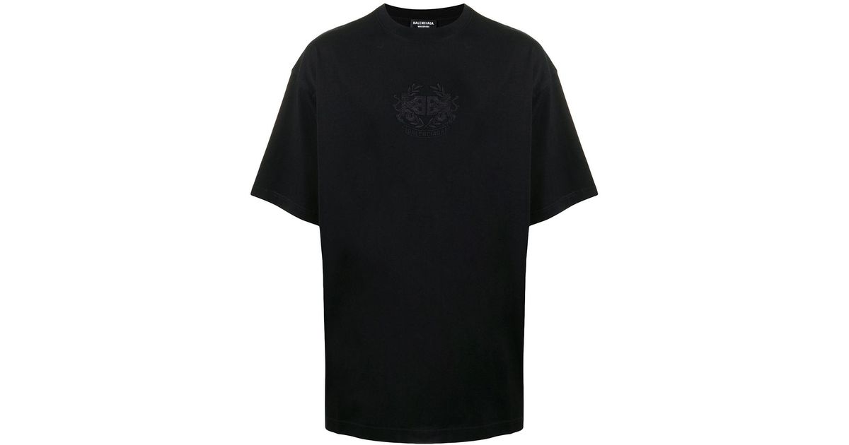 Balenciaga Cotton Lion's Laurel Large Fit T-shirt in Black for Men 