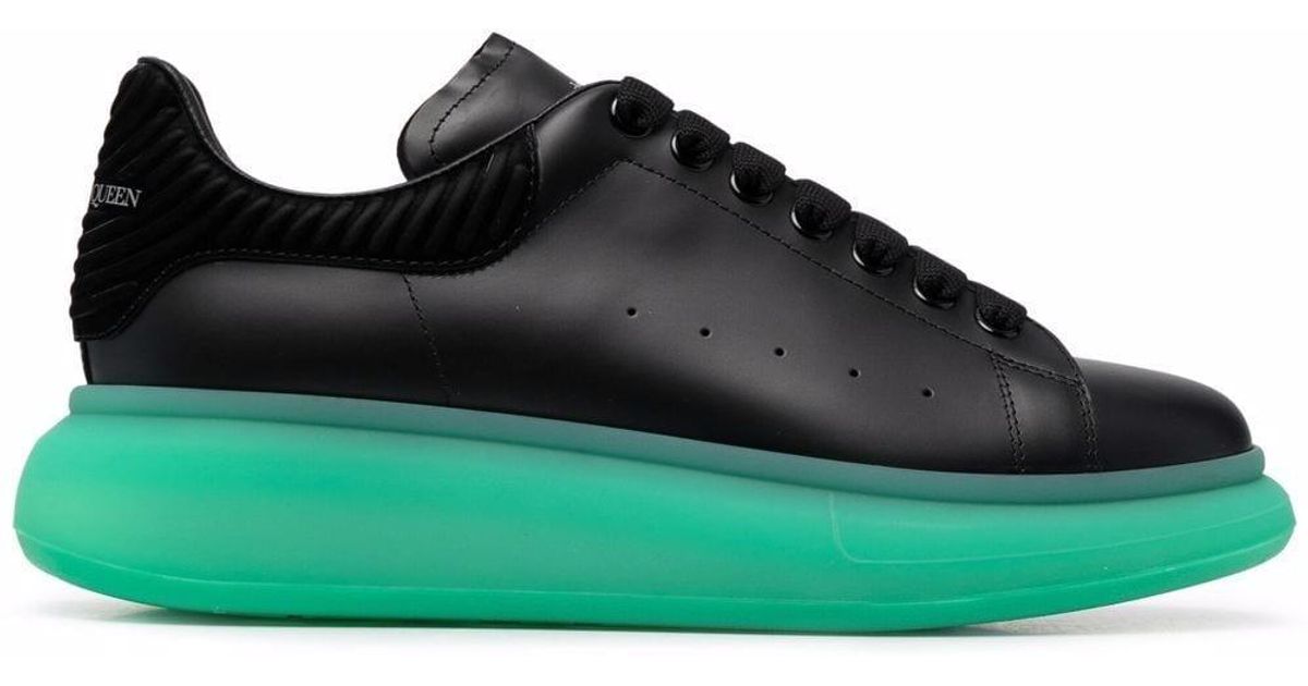 Alexander McQueen Leather Oversized Sneakers Black/green for Men Lyst
