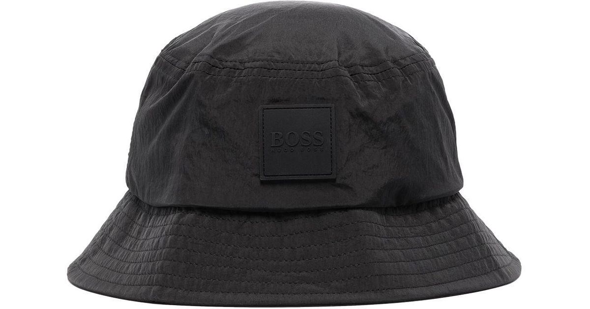 BOSS by HUGO BOSS Cotton Boss Logo-patch Bucket Hat Black for Men - Lyst