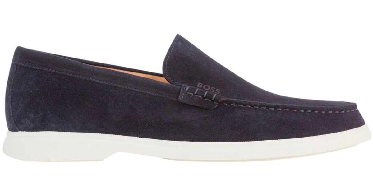 BOSS by HUGO BOSS Boss Sienne Loafers Slipon Suede Boat Shoes Dark