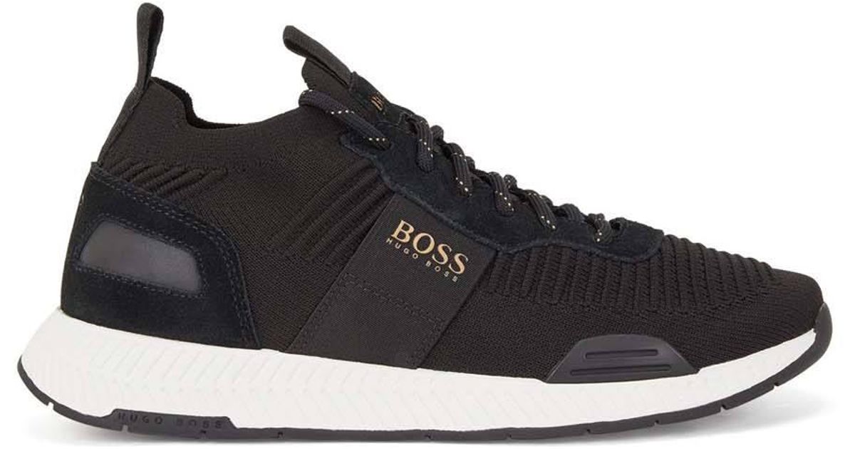 BOSS by HUGO BOSS Rubber Boss Panelled Laceup Sneakers /gold in Black