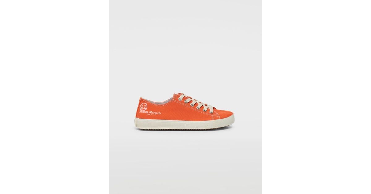 Maison Margiela Tabi Low Top Canvas Sneakers in Orange | Lyst