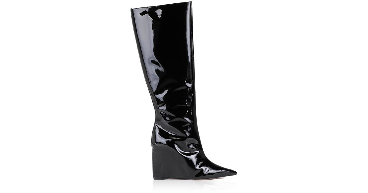 SCHUTZ SHOES Asya Up Patent Leather Boot in Black | Lyst