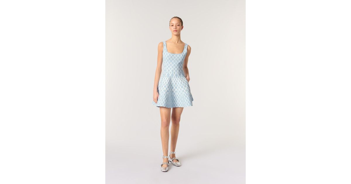 Maje Jacquard Knit Short Dress in Blue | Lyst UK