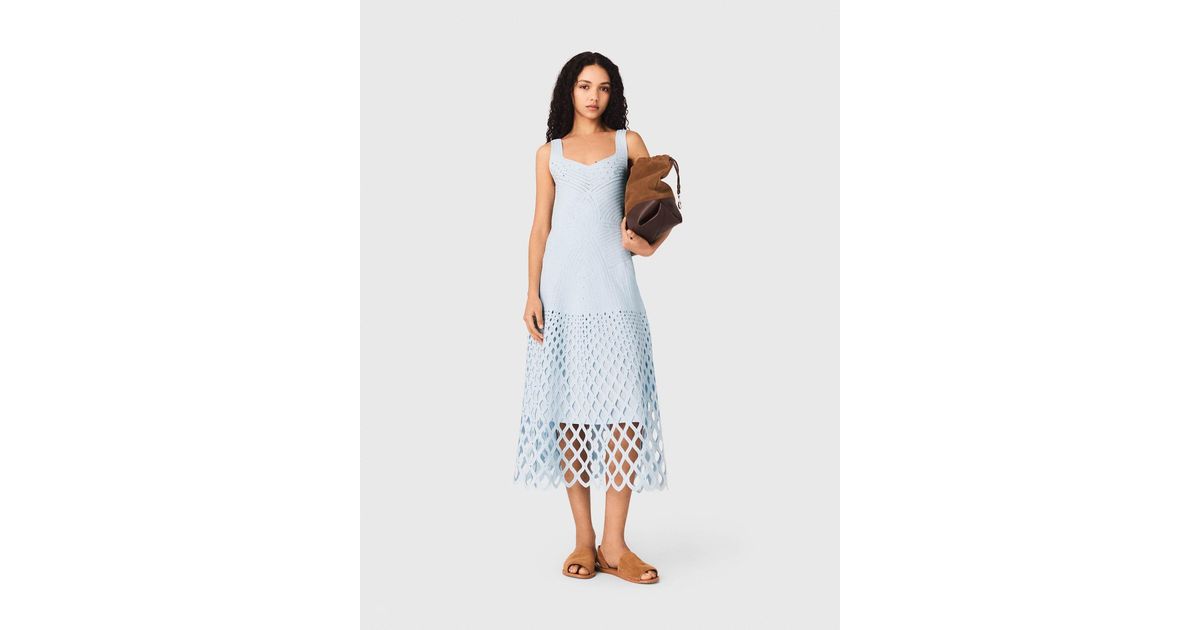 maje blue crochet dress Rhinestone Midi It features a regular fit Maje Crochet Dress With Removable