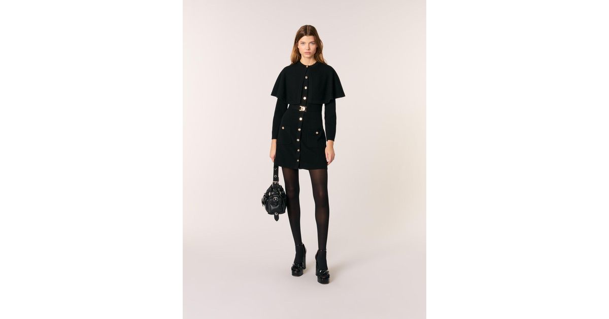 Maje 2-In-1 Knit Dress & Removable Cape in Natural