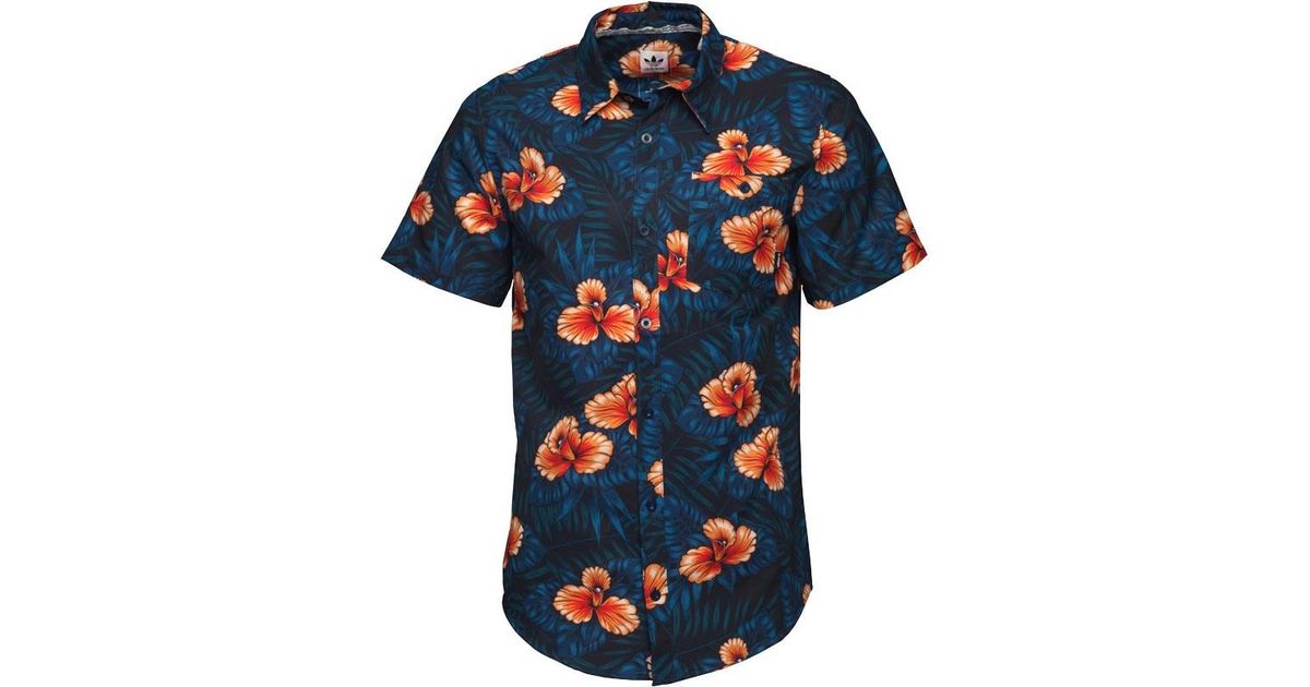 adidas Originals Synthetic Skateboarding Sweet Leaf Button Up Short Sleeve  Shirt Multicolour in Blue for Men - Lyst