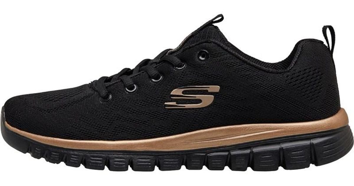 skechers black and gold trainers