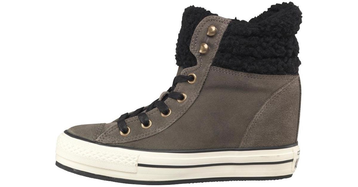 Converse Ct All Star Hi Platform Fur Padded Collar Trainers Charcoal/white  - Lyst