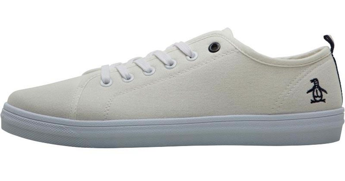 Original Penguin Faze Canvas Trainers Off White for Men Lyst Original Penguins Herren Faze Canvas Sneaker: