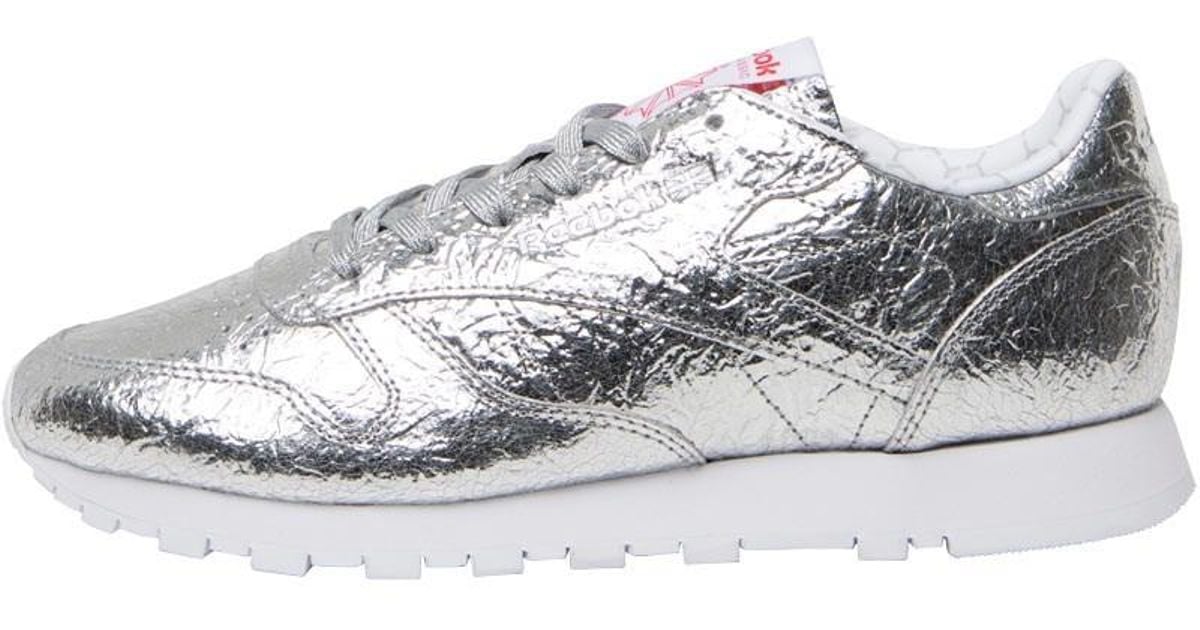 silver reebok trainers