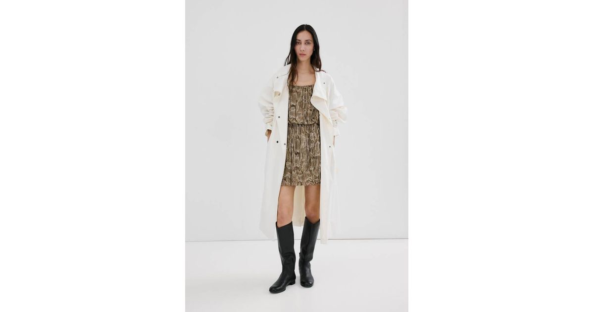 Mango Flowy Animal Print Dress in White