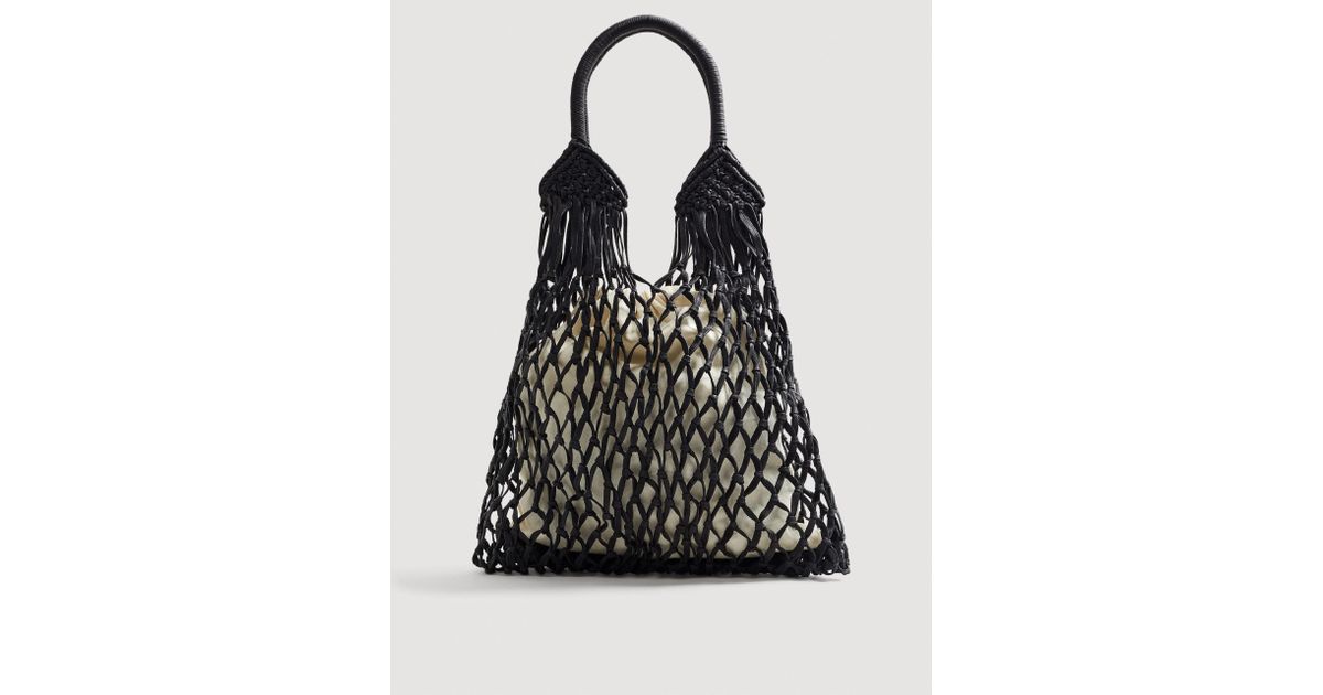 lyst mango mesh pattern shopper bag in black lyst mango mesh pattern shopper bag in black