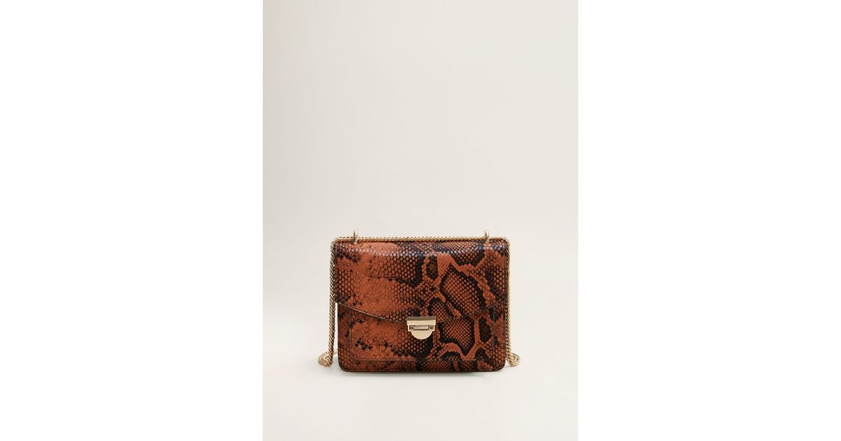 mango snakeskin effect bag