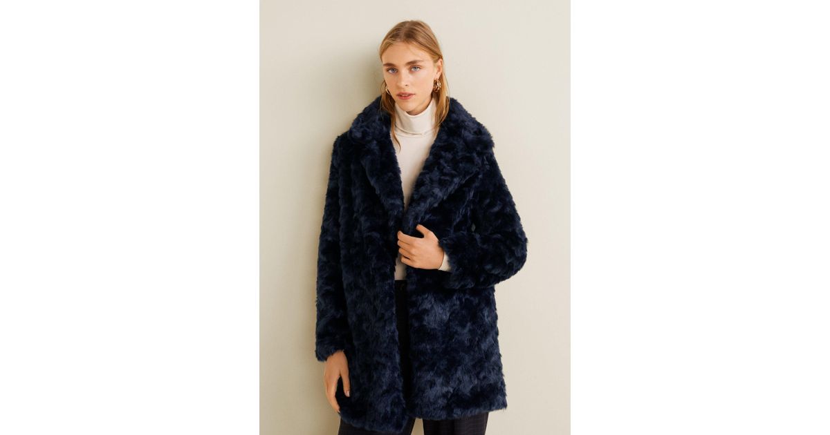 mango blue fur coat