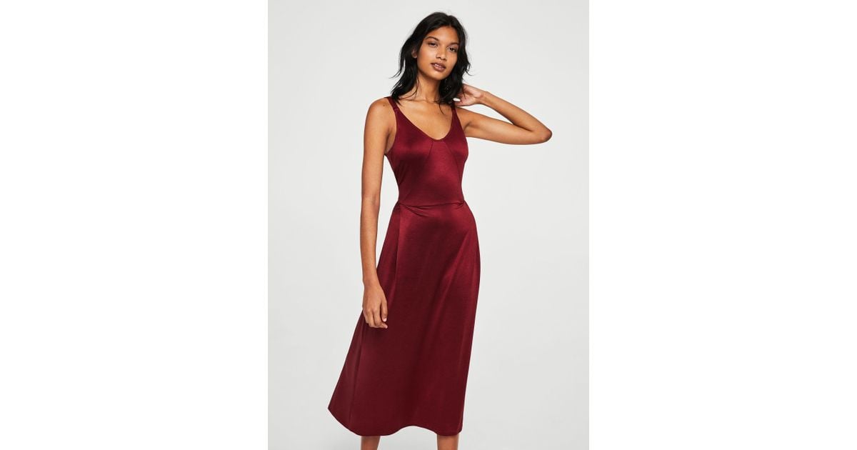 mango red satin dress