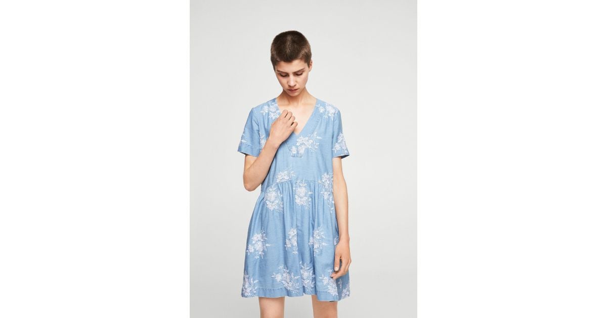 mango floral embroidery dress