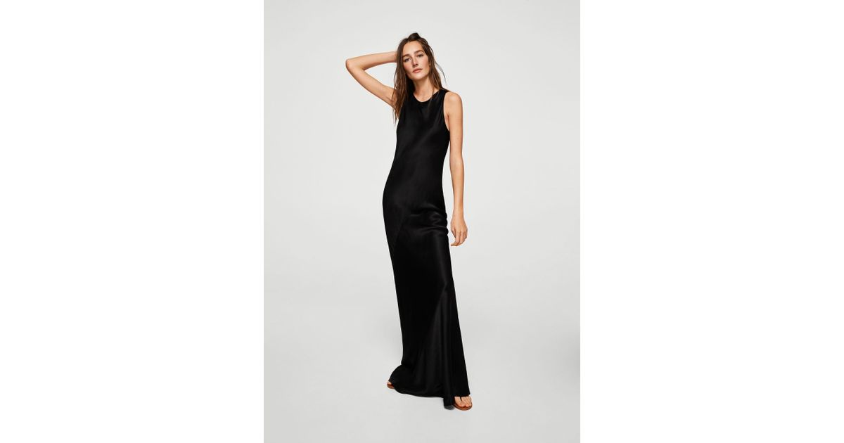 mango black satin dress