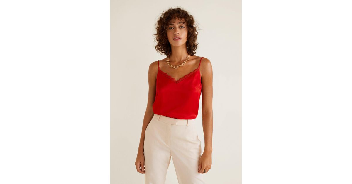 red satin top