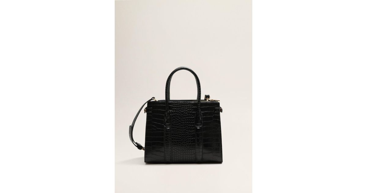 croc effect tote bag mango