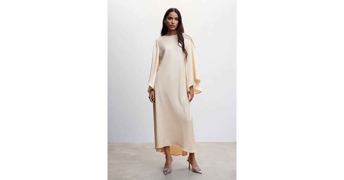 Mango Flared Sleeves Dress in Natural Lyst UK