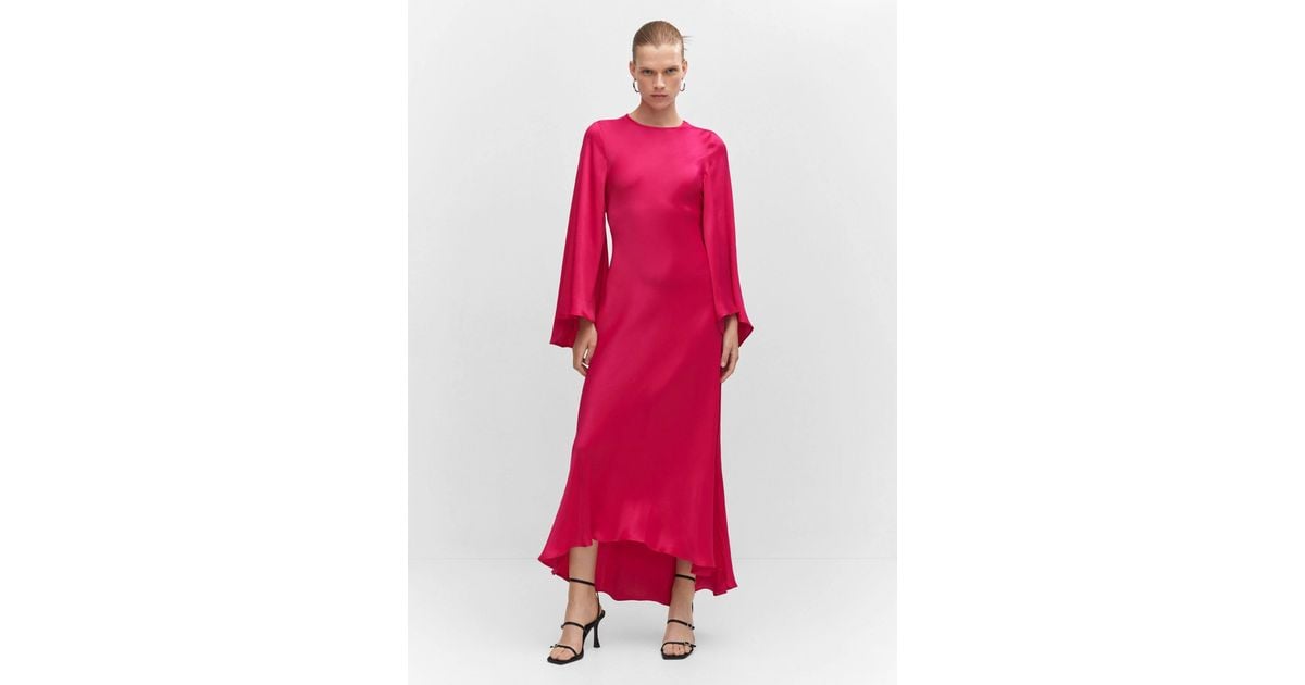 Mango Flared sleeve Satin Dress Lyst UK