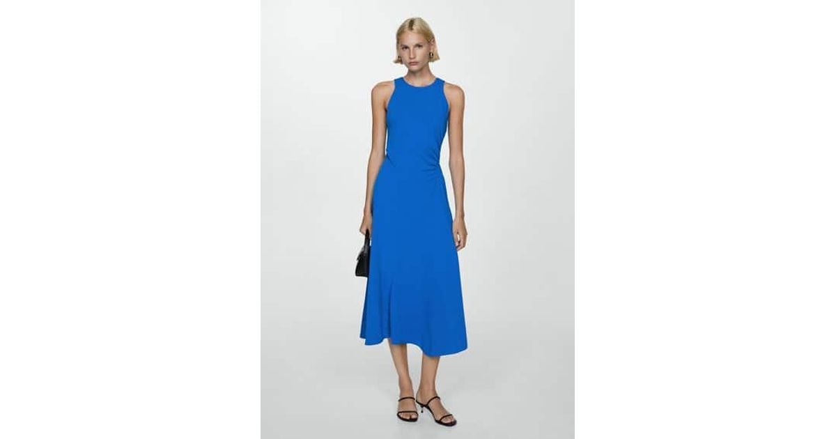 Mango blue midi dress deals