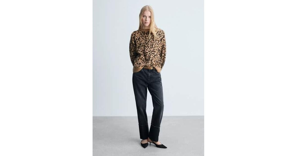 Mango Leopard Pattern Knit Jumper in White Lyst UK