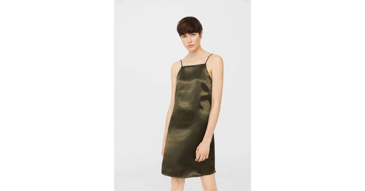khaki satin dress