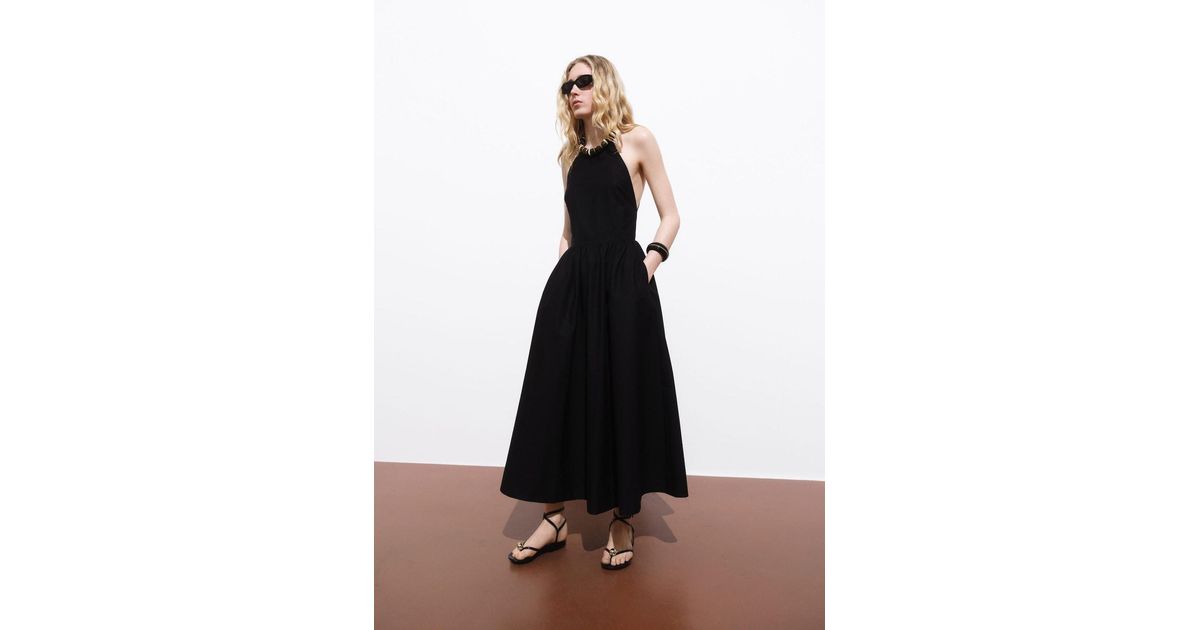 Mango Halter Dress With Crossed Back in Black | Lyst