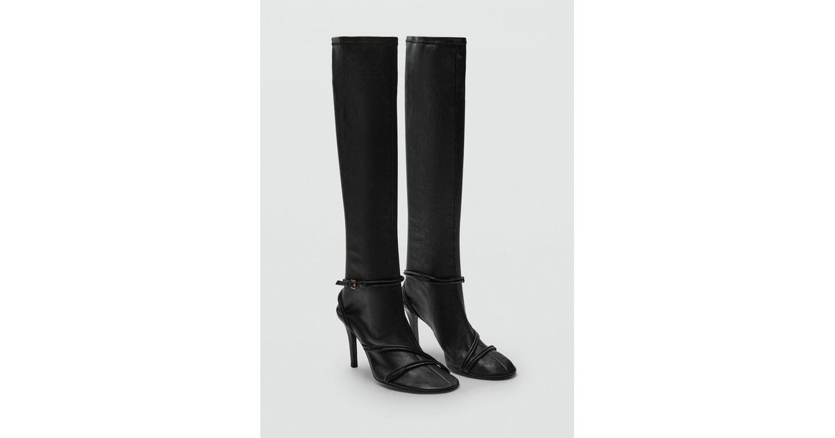 bottes noires mango bottes hautes cuir