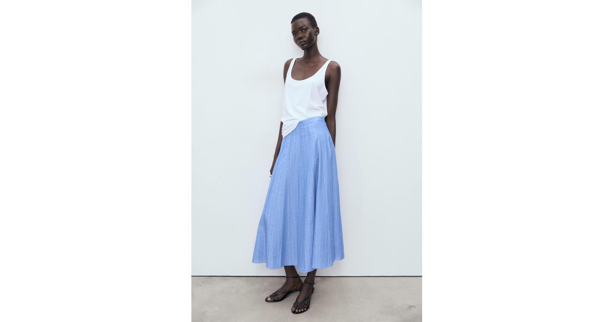 Black And White Striped Mango Striped Midi Dress Striped Linen-blend Skirt  Women MANGO United Kingdom