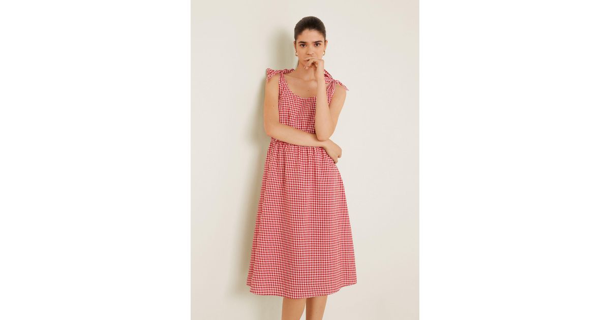 mango red gingham dress