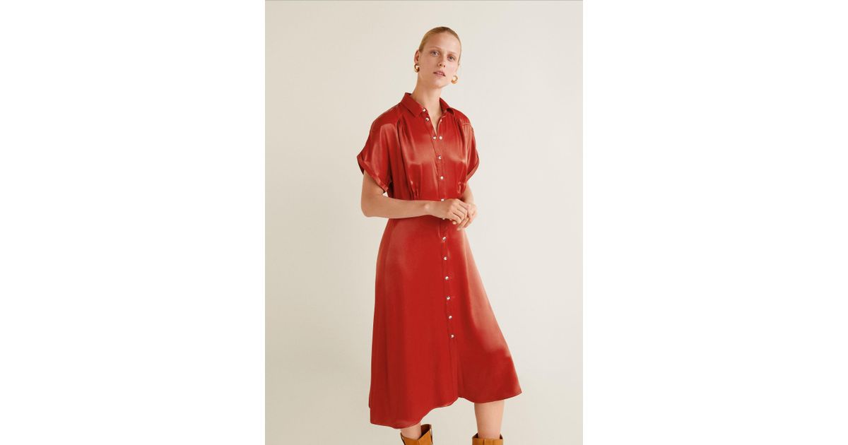 mango red satin dress